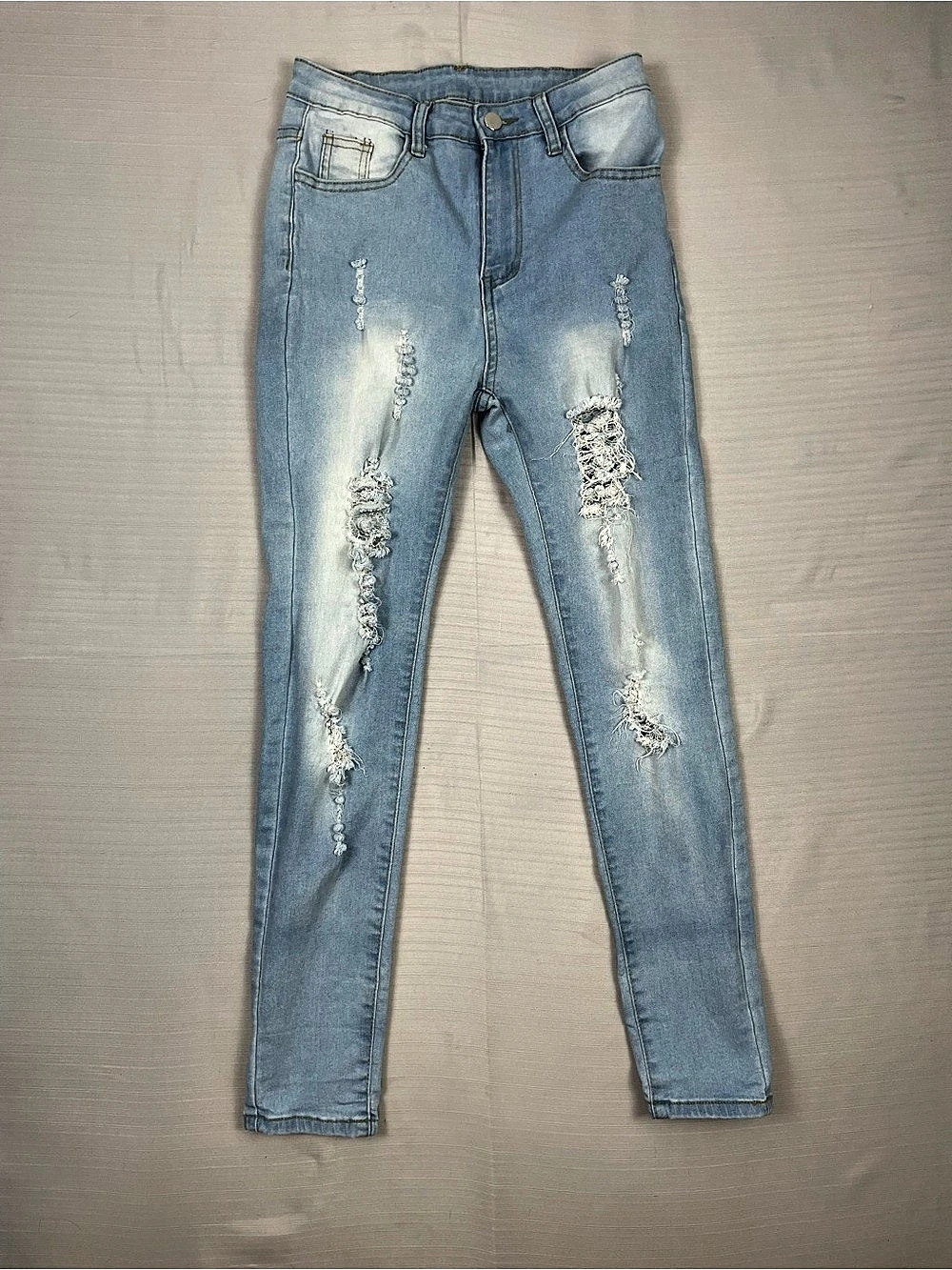 SHEIN Ripped Skinny Jeans Distressed Skinny Jeans in Blue Size Medium